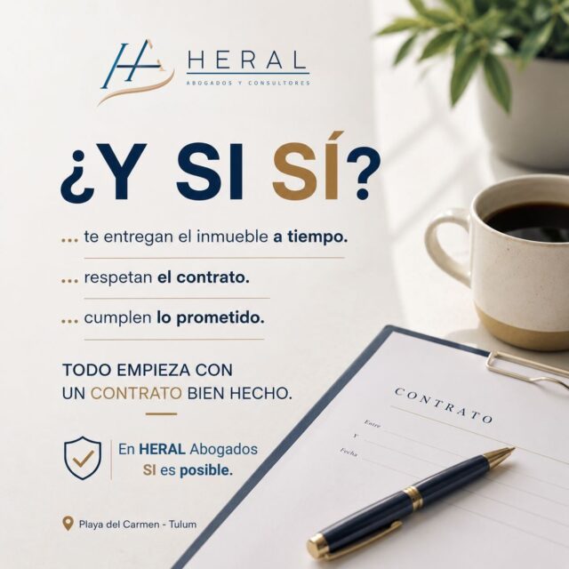 ¿Y SI SÍ? 📄

La diferencia entre un problema y una inversión segura muchas veces está en un contrato. 

En HERAL Abogados elaboramos y revisamos contratos que protegen tus intereses y brindan certeza jurídica en cada operación.

Envíanos un correo a customercare@heralabogados.com o contáctanos al 984 240 0808. 💬

#heralabogados #rivieramaya #realstate #condominiostulum #lawyer