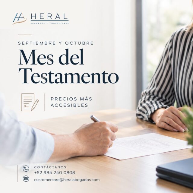 Septiembre y Octubre | Mes del Testamento
Planificar hoy también es una forma de cuidar el futuro. 📜🏠
Durante estos meses, el servicio de testamento cuenta con precios más accesibles. 💰
Contáctanos al 984 240 0808 📞📲
#testamento #rivieramaya #lawyer #attorneys #abogados