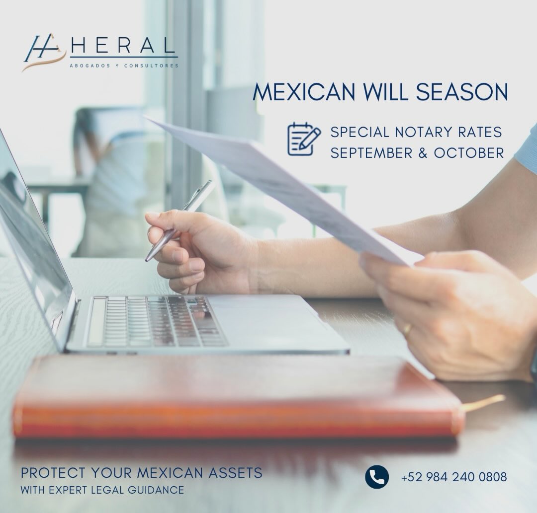 September & October | Mexican Will Season
Planning today is also a way of taking care of the future.
📜🏠
During these months, our will-writing services are available at more accessible prices. 💰
Contact us at 984 240 0808 📞📱
#testamento #willsandtrusts #heralabogadosyconsultores #rivieramaya